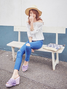 「アイテム（クラッチバッグ）」を使った、夢展望（YUMETENBO)さん（レディース・163cm・20代）の春コーディネート