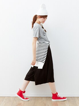 「 グレー」｜「アイテム（パンツ）」を使った、夢展望（YUMETENBO)さん（レディース・163cm）の夏コーディネート