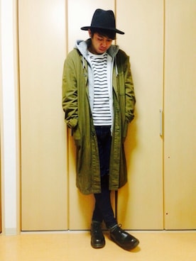 「Dr. Martens（ドクターマーチン）のDr.Martens (ドクターマーチン)/1461 3EYE GIBSON SHOES（その他シューズ）」を使った、87kenさん（メンズ・173cm）の冬コーディネート