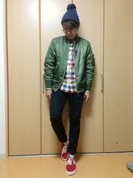 「ウールシャツ」｜「アイテム（アクセサリー）」を使った、87kenさん（メンズ・173cm）の冬コーディネート