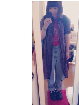 「＃デニム」｜「アイテム（その他シューズ）」を使った、NYUMさん（レディース・152cm）の夏コーディネート