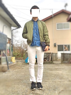 「アイテム（MA-1）」を使った、じんばさん（メンズ・173cm・20代）の春コーディネート