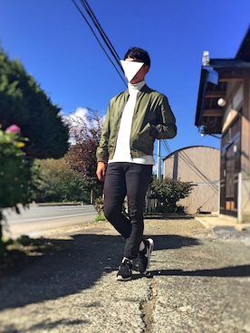「アイテム（MA-1）」を使った、じんばさん（メンズ・173cm・20代）の秋コーディネート