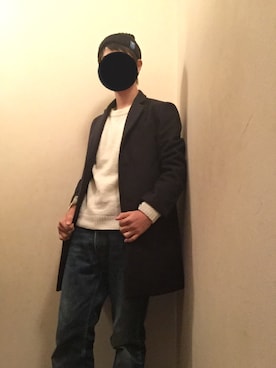 「Burner（バーナー）のアイテム（チェスターコート）」を使った、TTYさん（メンズ・173cm）の冬コーディネート
