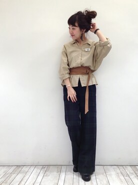 「CIAOPANIC（チャオパニック）のアイテム（ブーツ）」を使った、てらさんさん（レディース・157cm）の秋コーディネート