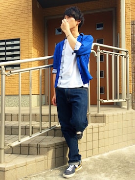 「アイテム（バングル/リストバンド）」を使った、Tuさん（メンズ・175cm・20代）の夏コーディネート