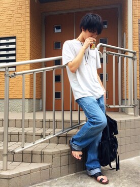 「アイテム（バングル/リストバンド）」を使った、Tuさん（メンズ・175cm・20代）の夏コーディネート