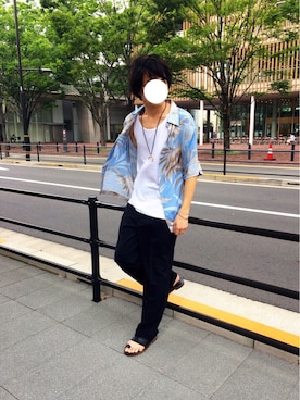 「アイテム（バングル/リストバンド）」を使った、Tuさん（メンズ・175cm・20代）の夏コーディネート