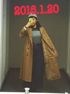 「学校」｜「アイテム（トレンチコート）」を使った、wakatikoさん（レディース・164cm）の冬コーディネート