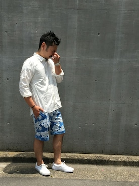 「Denime（ドゥニーム）のアイテム（パンツ）」を使った、中井　皓次さん（メンズ・166cm）の夏コーディネート