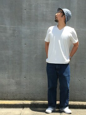 「Denime（ドゥニーム）のアイテム（帽子）」を使った、中井　皓次さん（メンズ・166cm）の夏コーディネート