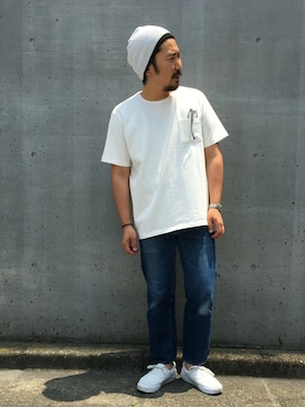 「ポケットＴシャツ」｜中井　皓次さん（メンズ・166cm）の夏コーディネート