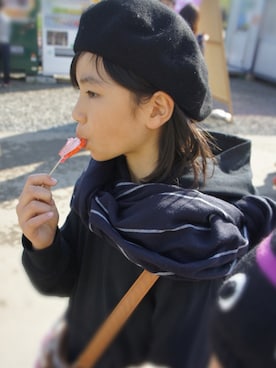 「アイテム（ハンチング/ベレー帽）」を使った、aiaimineさん（キッズ・140cm）の秋コーディネート