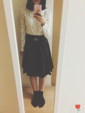 「PRADA（プラダ）のアイテム（スカート）」を使った、小野いも子さん（レディース・152cm）の秋コーディネート
