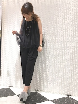 「ファーサンダル」｜OSMOSIS天王寺ミオ店さん（レディース・167cm）の夏コーディネート