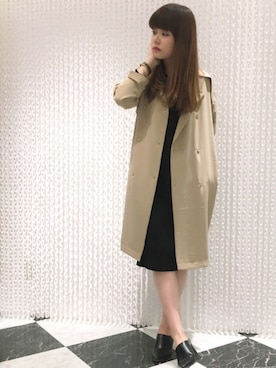 「OSMOSIS（オズモーシス）のノーカラーダブルコート（その他アウター）」を使った、OSMOSIS天王寺ミオ店さん（レディース・167cm）の秋コーディネート