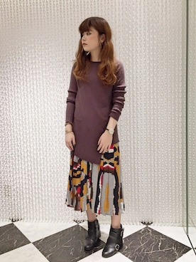 「プリーツ」｜OSMOSIS天王寺ミオ店さん（レディース・167cm）の秋コーディネート