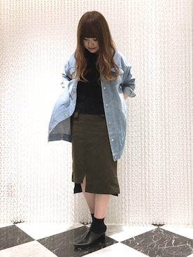 「OSMOSIS（オズモーシス）のビッグデニムジャケット（デニムジャケット）」を使った、OSMOSIS天王寺ミオ店さん（レディース・167cm）の秋コーディネート