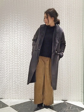 「OSMOSIS（オズモーシス）のアイテム（ムートンコート）」を使った、OSMOSIS天王寺ミオ店さん（レディース・155cm）の秋コーディネート
