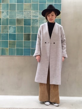 「ハットコーデ」｜「アイテム（スニーカー）」を使った、OSMOSIS天王寺ミオ店さん（レディース・163cm）の冬コーディネート