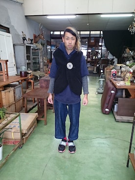 「アイテム（トップス、ベージュ系）」を使った、yusuke さん（メンズ・170cm）の秋コーディネート