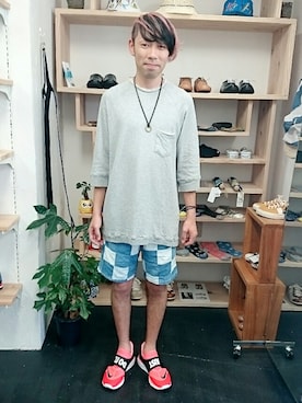 「アイテム（スニーカー、その他）」を使った、yusuke さん（メンズ・170cm）の夏コーディネート