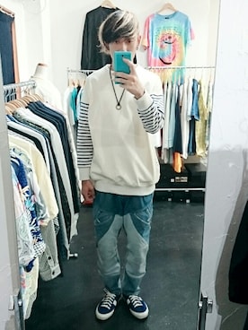 「masterkey（マスターキー）のアイテム（スウェット）」を使った、yusuke さん（メンズ・170cm）の夏コーディネート