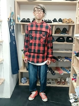 「STORES.jp（ストアーズドットジェーピー）のアイテム（シャツ/ブラウス）」を使った、yusuke さん（メンズ・170cm）の秋コーディネート