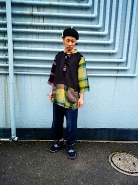 「TOMS（トムス）のアイテム」を使った、yusuke さん（メンズ・170cm）の秋コーディネート