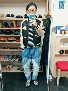 「HOUSTON（ヒューストン）のアイテム（その他アウター）」を使った、yusuke さん（メンズ・170cm）の秋コーディネート