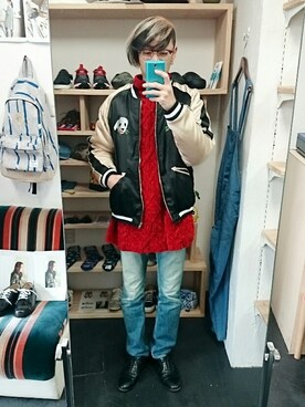 「HOUSTON（ヒューストン）のアイテム（その他アウター）」を使った、yusuke さん（メンズ・170cm）の冬コーディネート