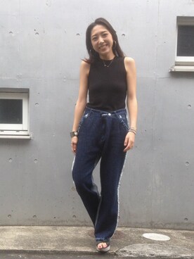 「my panda(マイパンダ)のアイテム」を使った、AYAKA mizutaniさん(レディース・156cm)の夏コーディネート