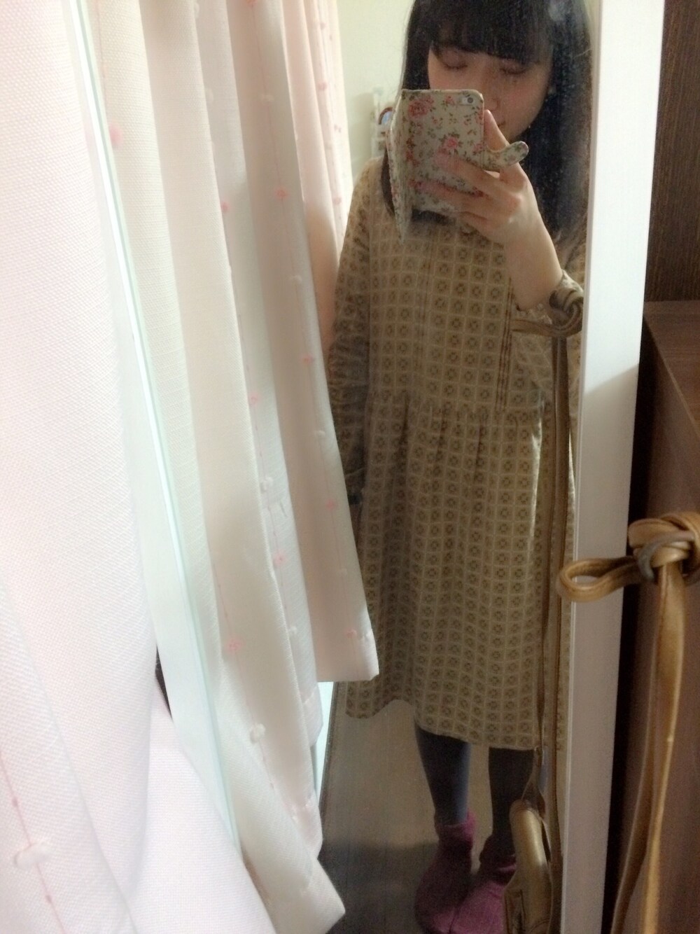 「ehka sopo」｜「ehka sopoのアイテム（ワンピース、オレンジ系）」を使った、n a n a ❁.*。さん（レディース・157cm）の冬コーディネートの1枚目の写真