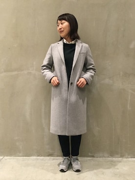 「relume」｜「アイテム（チェスターコート）」を使った、JOURNAL STANDARD relume 西宮ガーデンズ店スタッフさん（レディース・155cm）の冬コーディネート