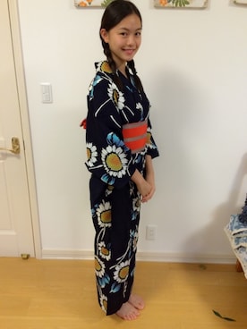 「ひまわり」｜「アイテム（浴衣）」を使った、SAKINaさん（レディース・170cm）の夏コーディネート