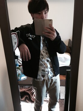 「TOMMY（トミー）のアイテム（スタジャン）」を使った、Leoさん（メンズ・164cm）の冬コーディネート