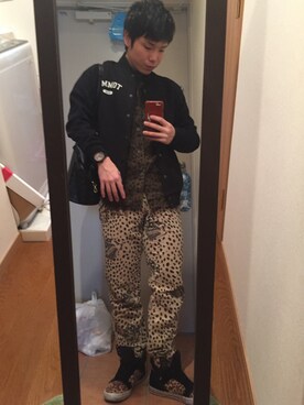 「TOMMY（トミー）のアイテム（スタジャン）」を使った、Leoさん（メンズ・164cm）の冬コーディネート