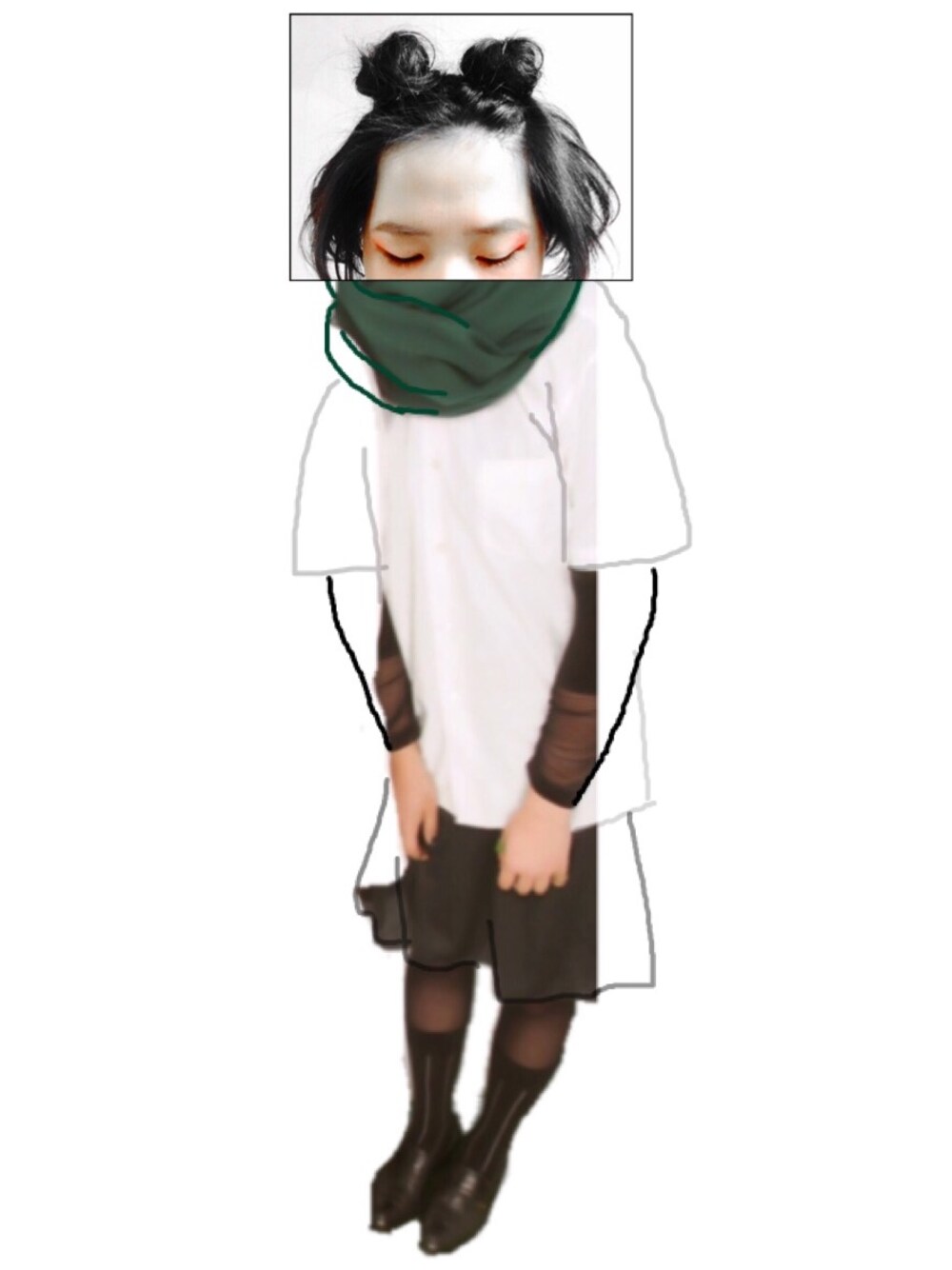 「モノトーン、パンダ、ヘアアレンジ」｜「無しのローファー（ドレスシューズ、ブラック系）」を使った、な すさん（レディース・172cm）の春コーディネートの1枚目の写真