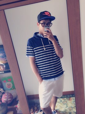 「NIKE（ナイキ）のナイキ スナップバック フューチュラ キャップ NIKE SNAP BACK FUTURA CAP（キャップ、ブラック系）」を使った、たつや🇯🇵さん（メンズ・173cm）の夏コーディネート