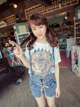 「愛洋裝（アイドレス）のアイテム（オールインワン・サロペット）」を使った、IDRESS     愛洋裝さん（レディース・163cm）の夏コーディネート