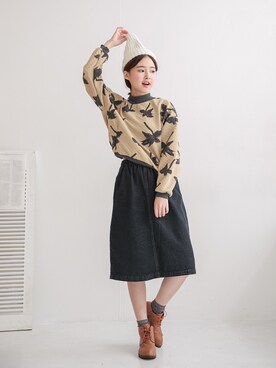 「丹寧」｜「アイテム（デニムスカート）」を使った、IDRESS     愛洋裝さん（レディース・160cm）の冬コーディネート