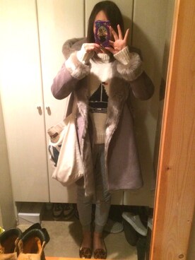 「TODAYFUL（トゥデイフル）のアイテム（ムートンコート）」を使った、かずみさん（レディース・170cm）の冬コーディネート