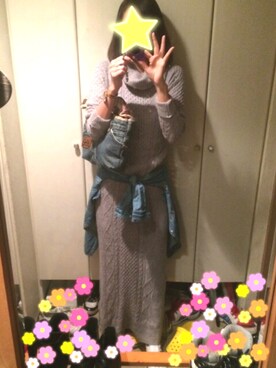 「Ungrid（アングリッド）のアイテム（ワンピース、グレー系）」を使った、かずみさん（レディース・170cm）の冬コーディネート
