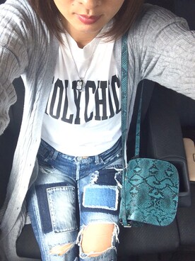 「MOUSSY（マウジー）のアイテム（シャツ/ブラウス、ホワイト系）」を使った、かずみさん（レディース・170cm）の冬コーディネート