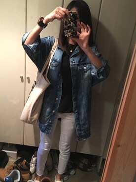 「ZARA（ザラ）のアイテム（デニムジャケット、ブルー系）」を使った、かずみさん（レディース・170cm）の秋コーディネート