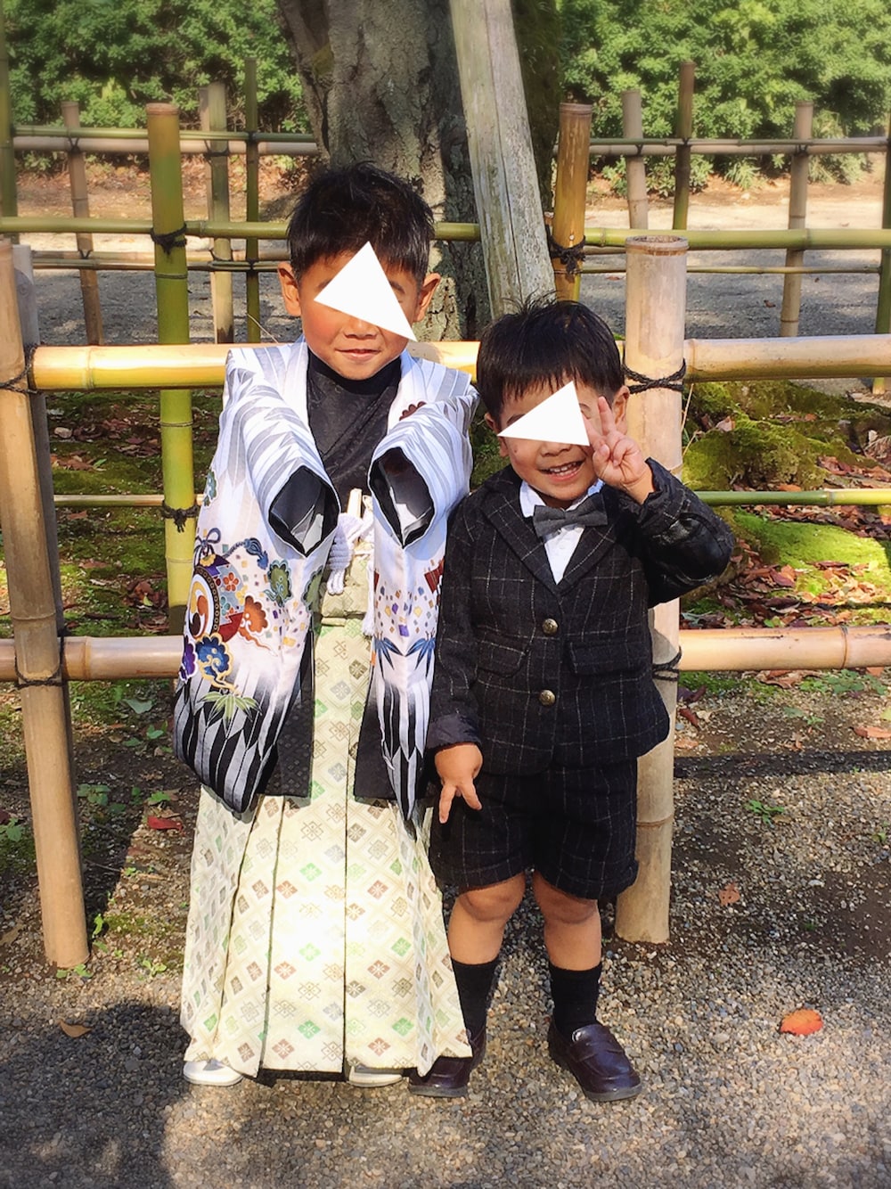 「kidsfashion、韓国子供服、七五三、男の子、兄弟コーディネート、セレモニースーツ」｜「H&Mのアイテム（シャツ/ブラウス、ホワイト系）」を使った、★accho★さん（キッズ・110cm）の秋コーディネートの1枚目の写真