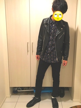 「Confirm（コンファーム）のアイテム（ライダースジャケット）」を使った、りょ〜たさん（メンズ・175cm）の秋コーディネート