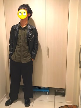 「Confirm（コンファーム）のアイテム（ライダースジャケット）」を使った、りょ〜たさん（メンズ・175cm）の秋コーディネート