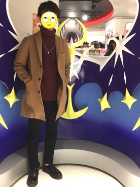 「チェスターコート キャメル」｜「アイテム（その他）」を使った、りょ〜たさん（メンズ・175cm）の秋コーディネート