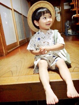 「西松屋」｜「アイテム（浴衣）」を使った、nohaさん（キッズ・90cm）の夏コーディネート